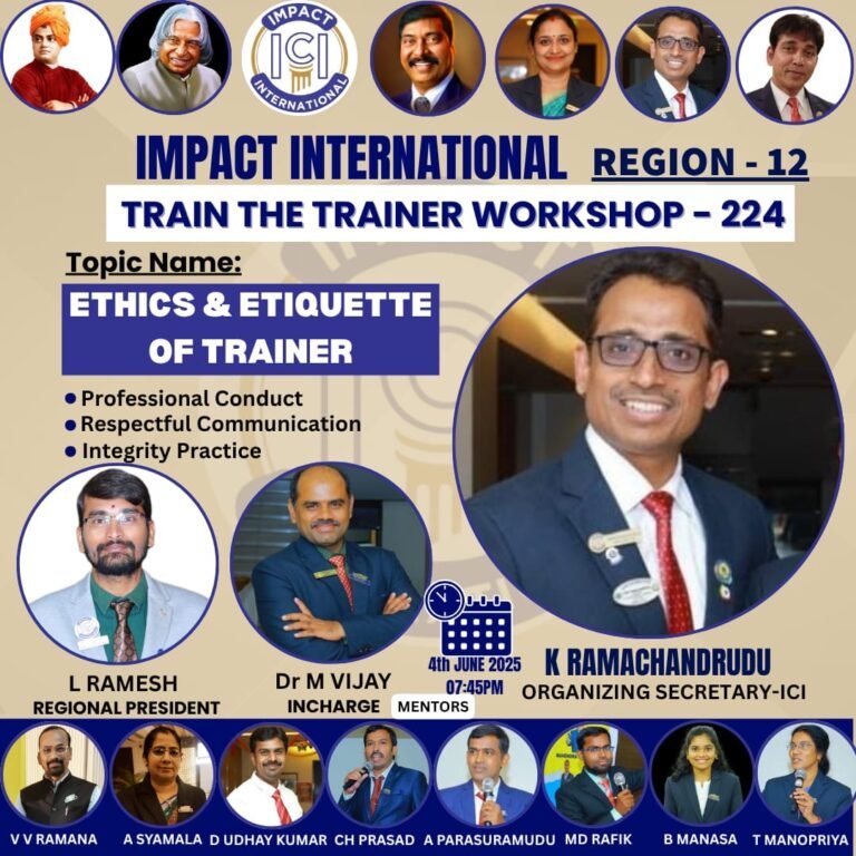 మెరుగవటానికి నీను మార్చే శక్తి ట్రైనర్‌కే ఉంటుంది.”:RAMACHANDRUDU ORGANIZING SECRETARY-ICI