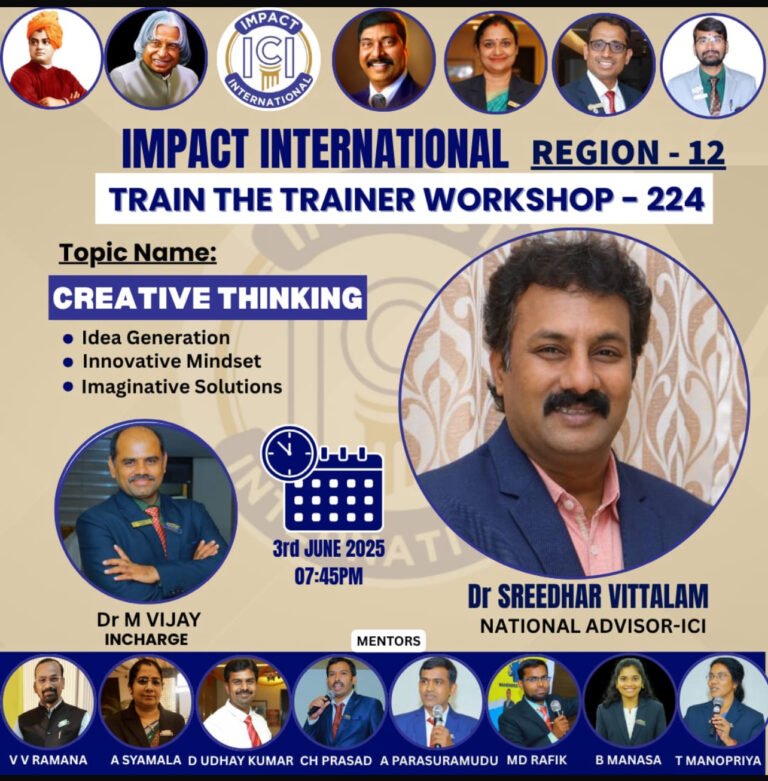 సృజనాత్మక ఆలోచన ఎందుకు అవసరం?:::Dr SREEDHAR VITTALAM NATIONAL ADVISOR-ICI