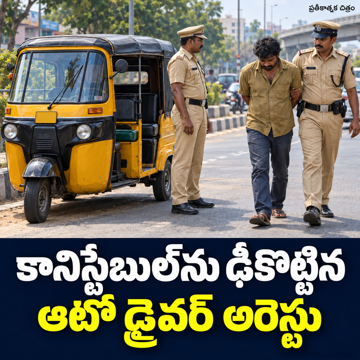 కానిస్టేబుల్‌ను ఢీకొట్టిన ఆటో డ్రైవర్ అరెస్టు