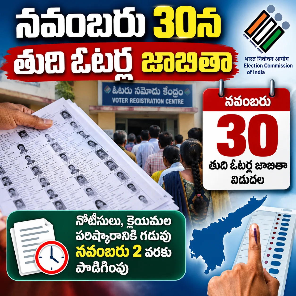 నవంబరు 30న ఎస్‌ఐఆర్ తుది ఓటర్ల జాబితా విడుదల