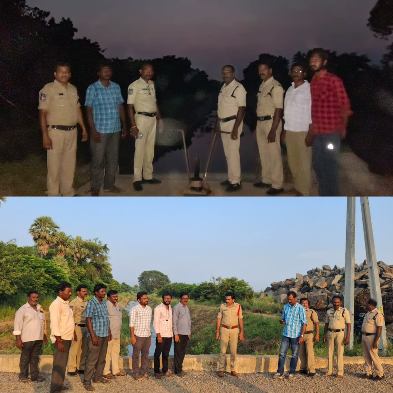 పాలేరు రిజర్వాయర్ పాత కాలువ వద్ద పోలీసుల గస్తీ.. నీటి విడుదలపై రైతుల్లో ఆందోళన!