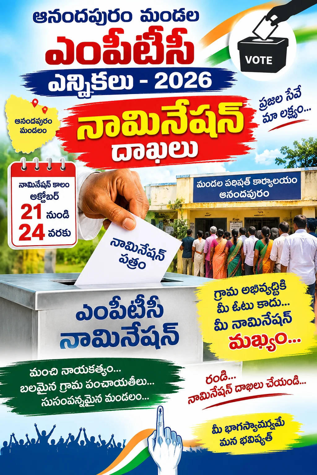 ఆనందపురంలో ఎంపీటీసీ ఎన్నికల వేడి….. నామినేషన్లతో రాజకీయ సందడి