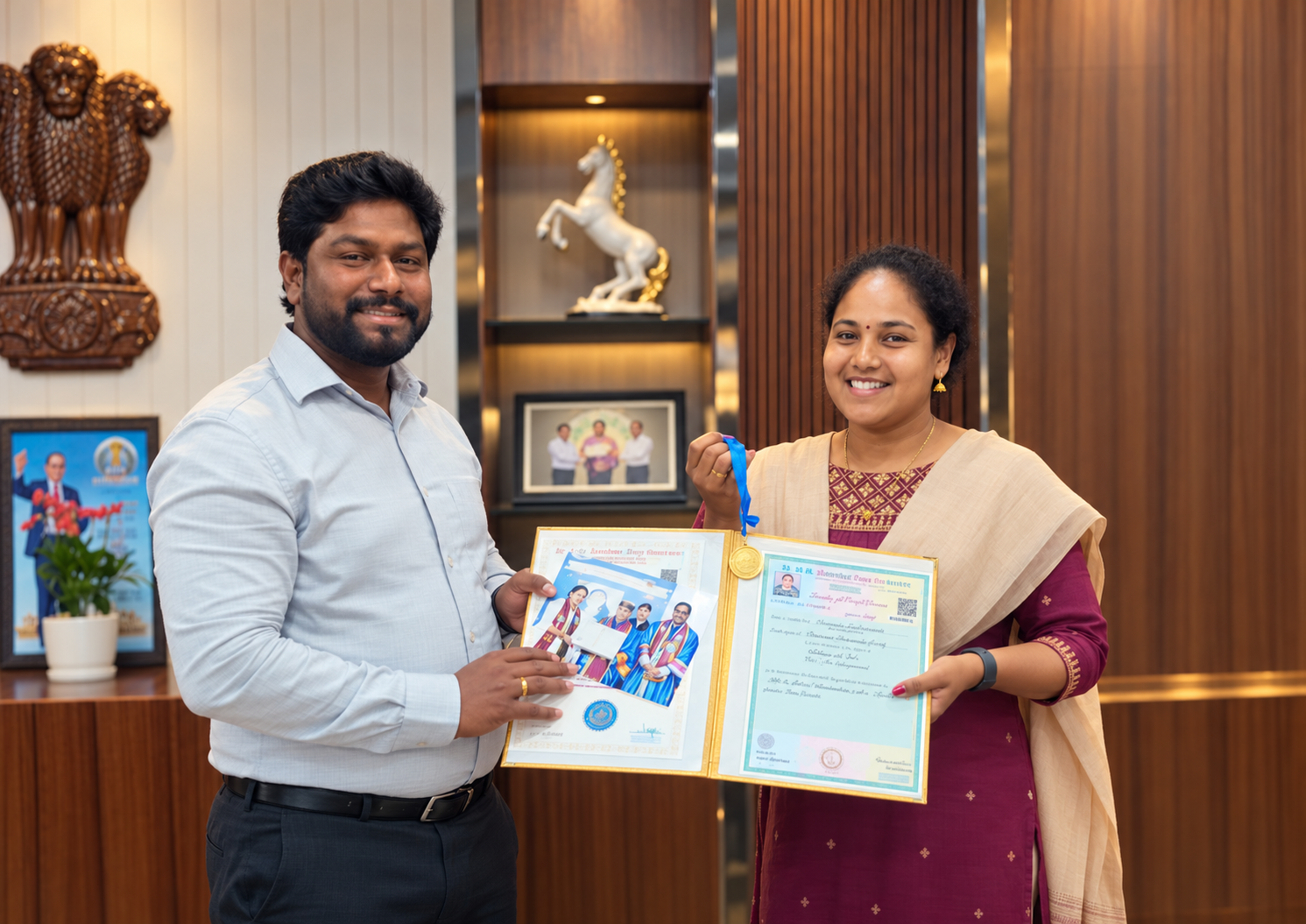 విధులు నిర్వహిస్తూనే చదువులో బంగారు పతకం