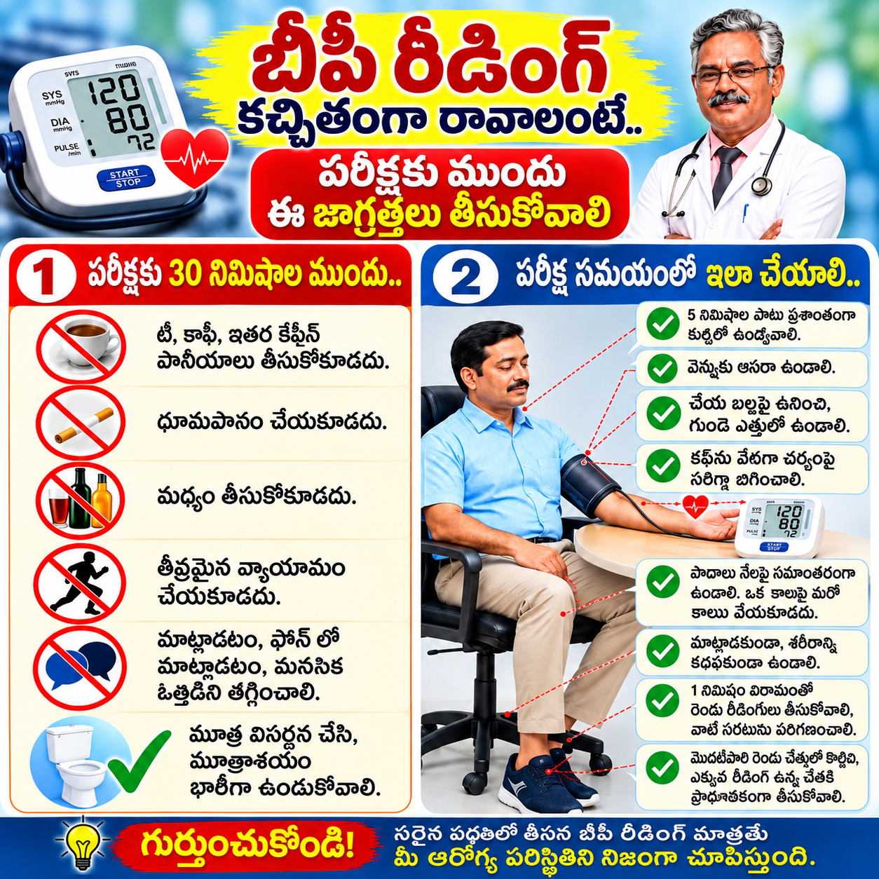 బీపీ కొలతలో చిన్న పొరపాటు.. రీడింగ్‌లో పెద్ద తేడా!: డాక్టర్ ఎం.వి. రమణయ్య