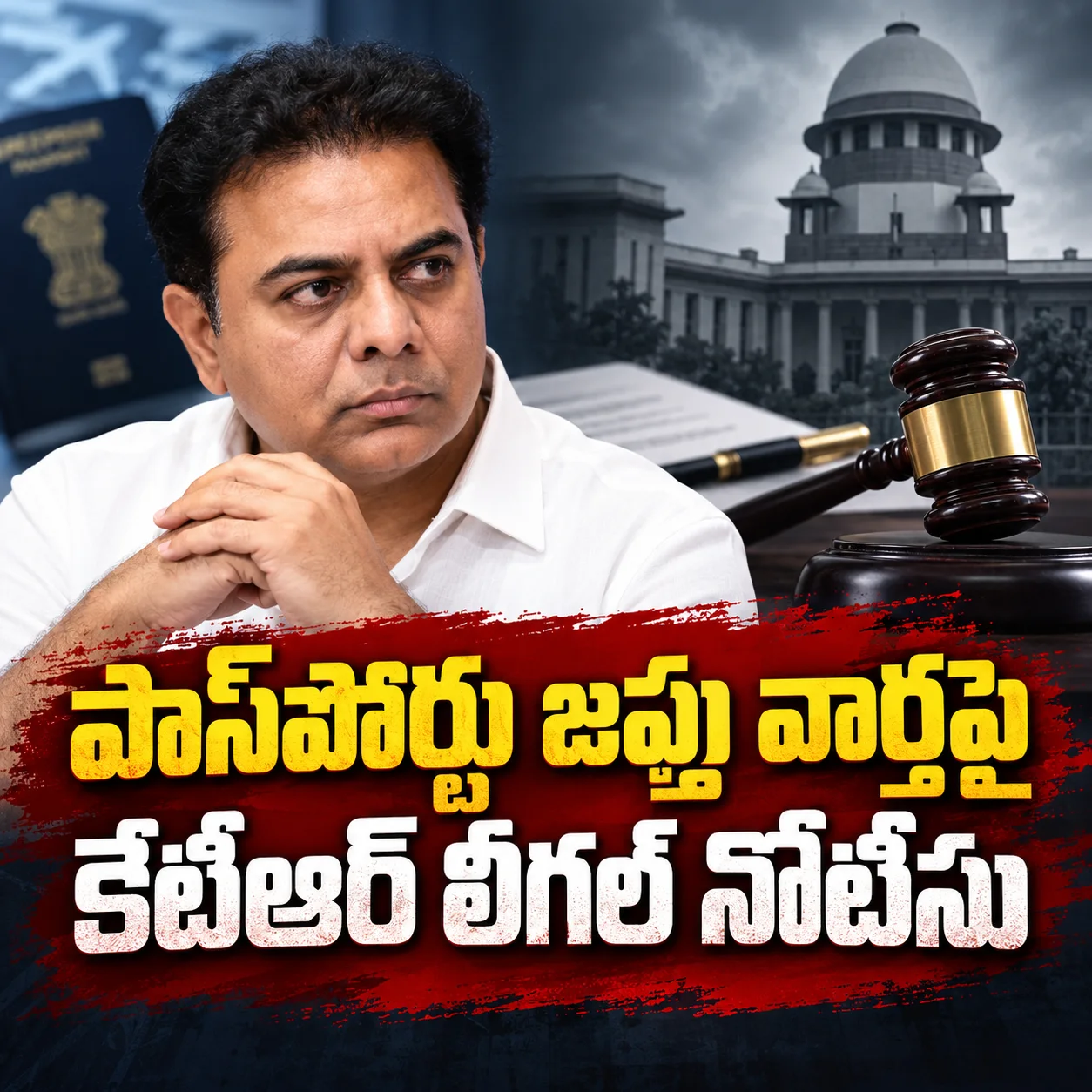 పాస్‌పోర్టు జప్తు వార్తపై కేటీఆర్ నోటీసు