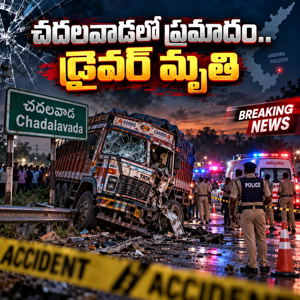 చదలవాడలో ప్రమాదం.. డ్రైవర్‌ మృతి