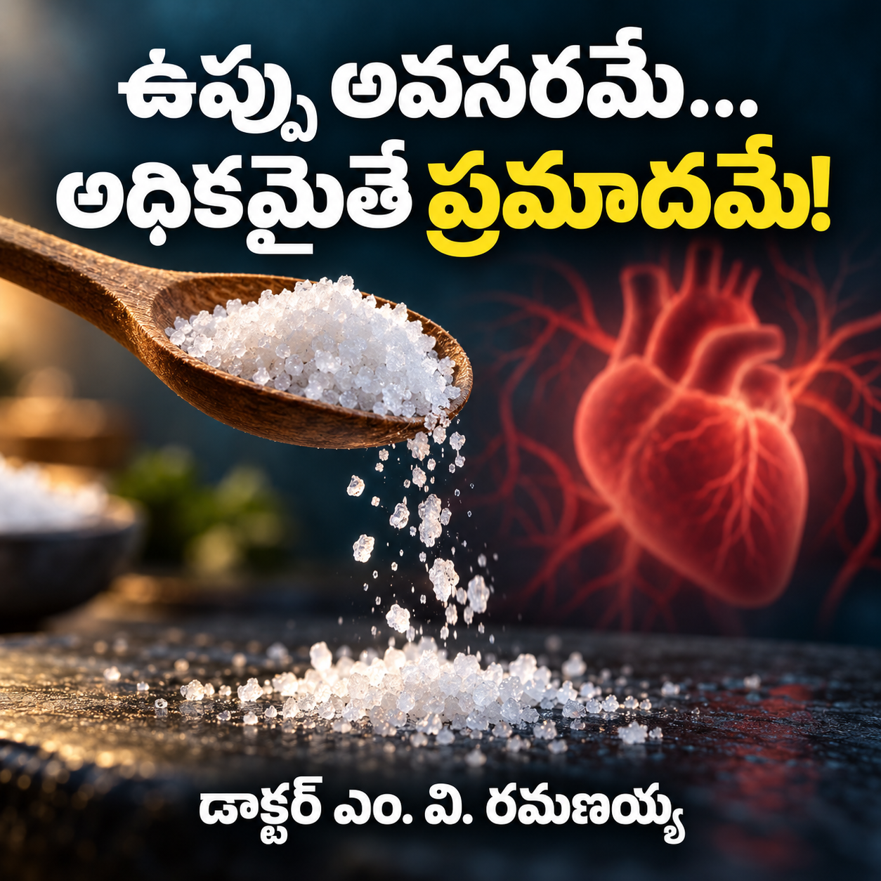 ఉప్పు శరీరానికి అత్యావశ్యకం… కానీ ఎక్కువైతే ‘ప్రమాదకరం’! తక్కువైనా ప్రమాదమే. డాక్టర్ ఎం. వి. రమణయ్య