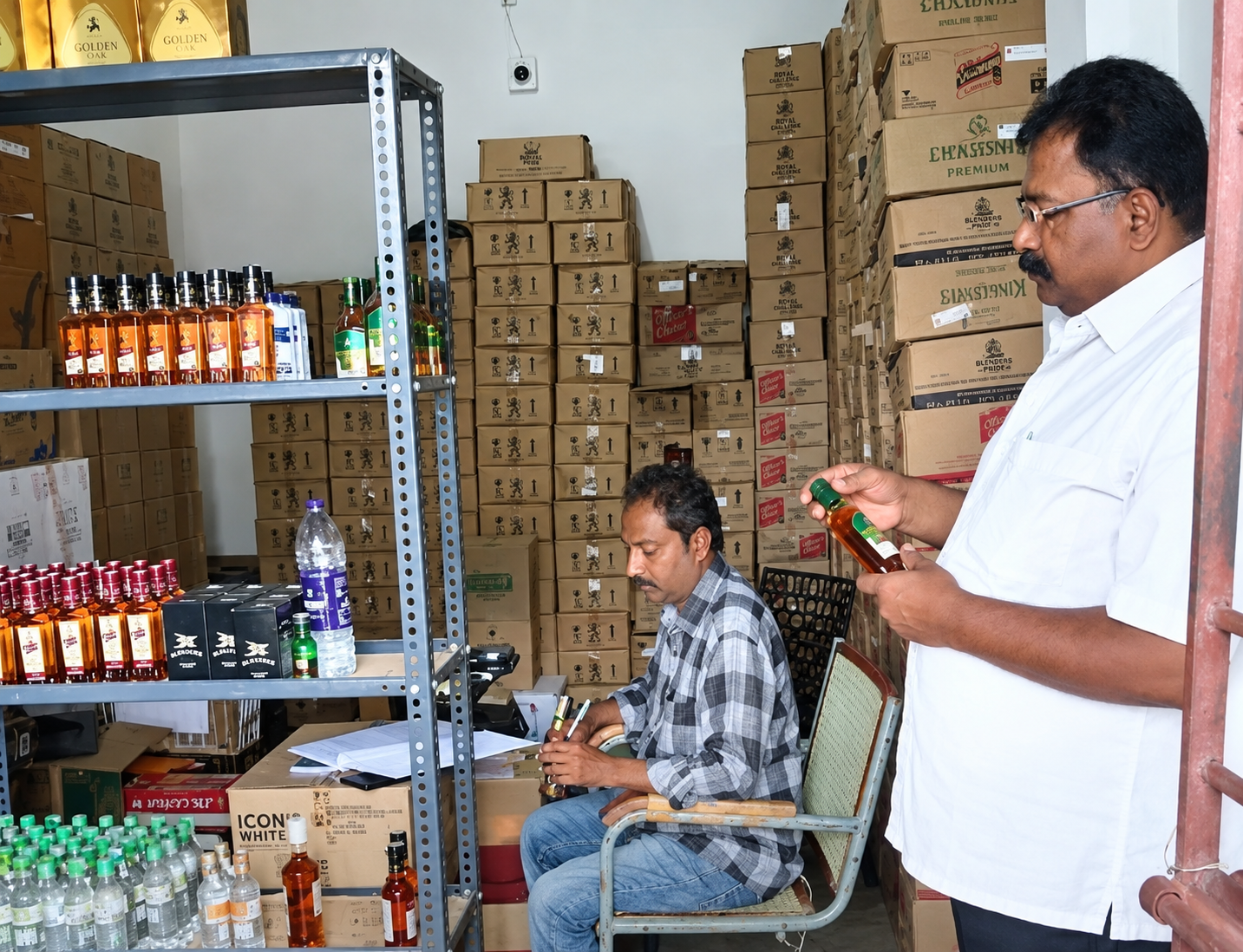 ఉదయగిరి: మద్యం దుకాణాల్లో ఎక్సైజ్ ఎస్ఐ తనిఖీలు