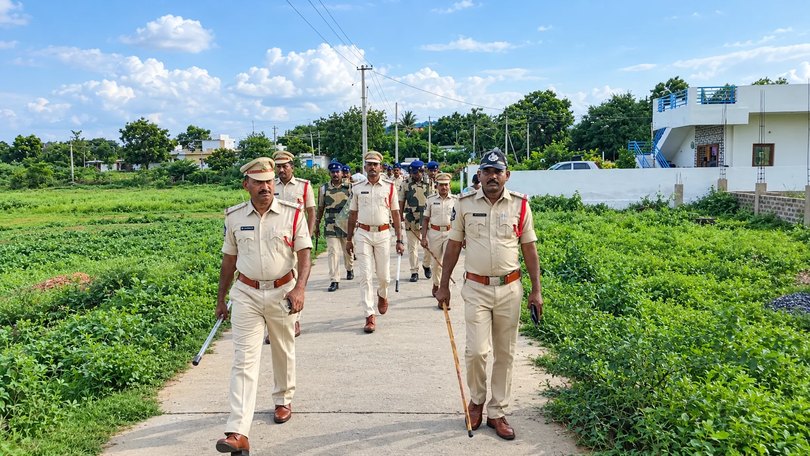 స్థానిక ఎన్నికల వేళ పోలీసుల నిఘా.. మూడు ప్రాంతాల్లో ఫ్లాగ్ మార్చ్