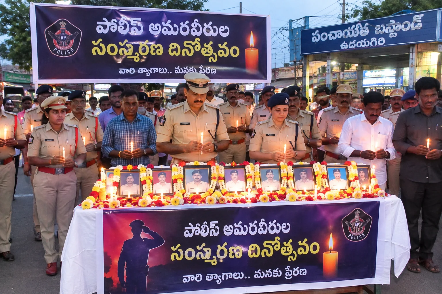 ఉదయగిరిలో పోలీసు అమరవీరులకు ఘన నివాళులు.. సీఐ అంకమ్మరావు ఆధ్వర్యంలో క్యాండిల్ ర్యాలీ